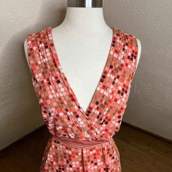 Vintage Merona Wrap Top Womens XL Orange Polka Dot Mesh Tie Back Y2k Retro - Picture 3 of 9